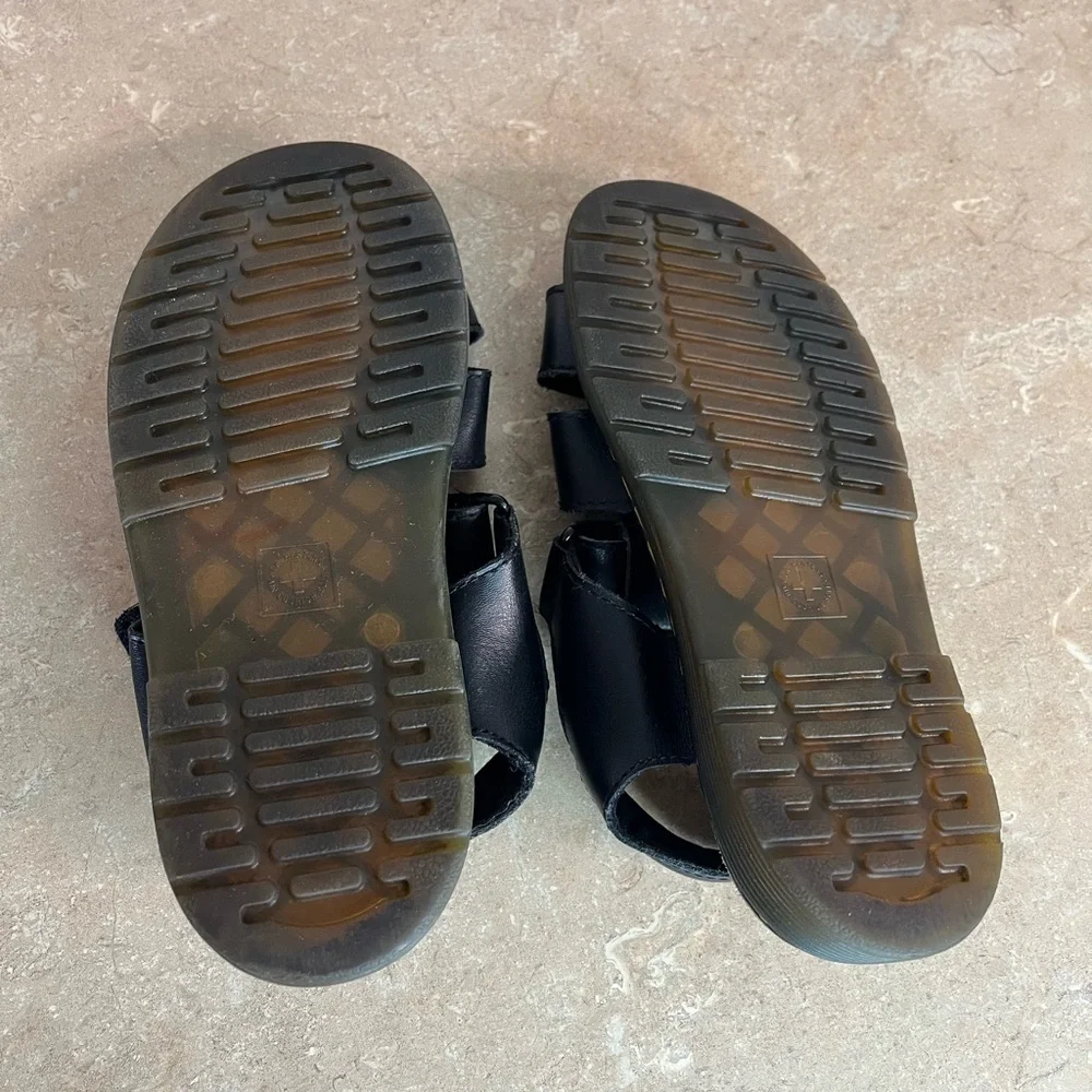 Kids Black Dr.Marten’s Glitter Flower Strap Sandals
